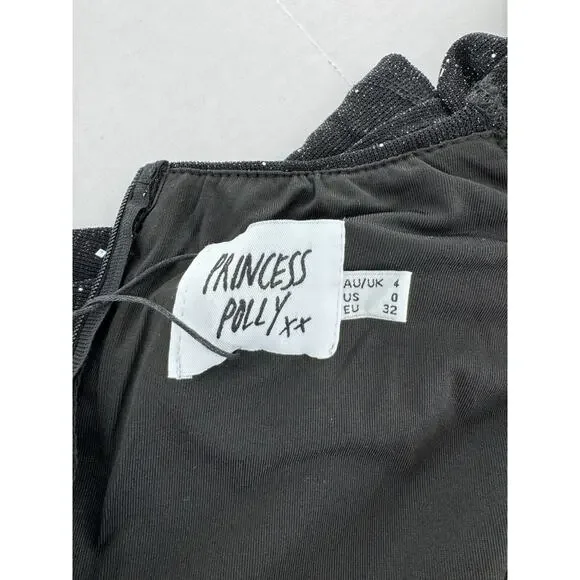 Princess Polly Dress Sz 0 Stassie Whimsigoth Fairy Grunge Witchy Black Sparkle - Picture 8 of 12